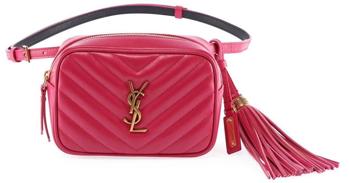 Saint Laurent Lou Monogram Ysl Quilted Leather Belt Bag in Bright Pink ...