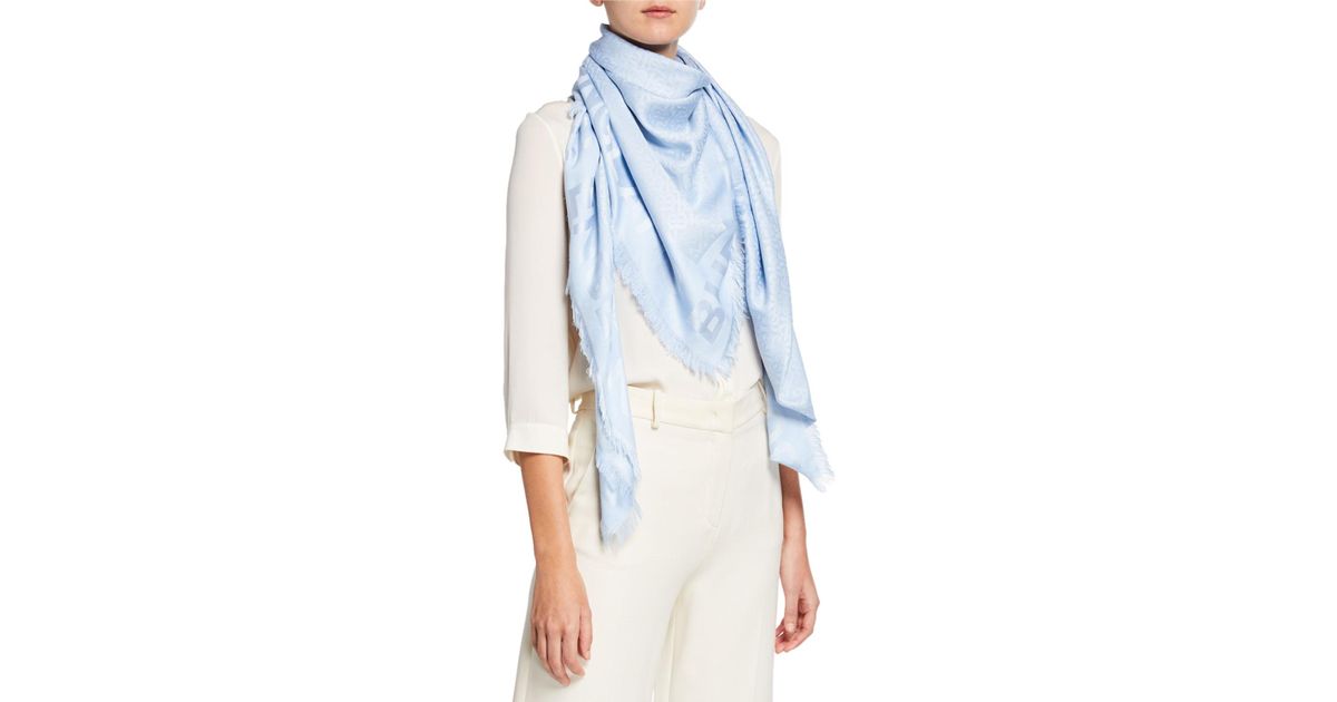 Burberry Monogram Jacquard Square Scarf in Blue - Lyst