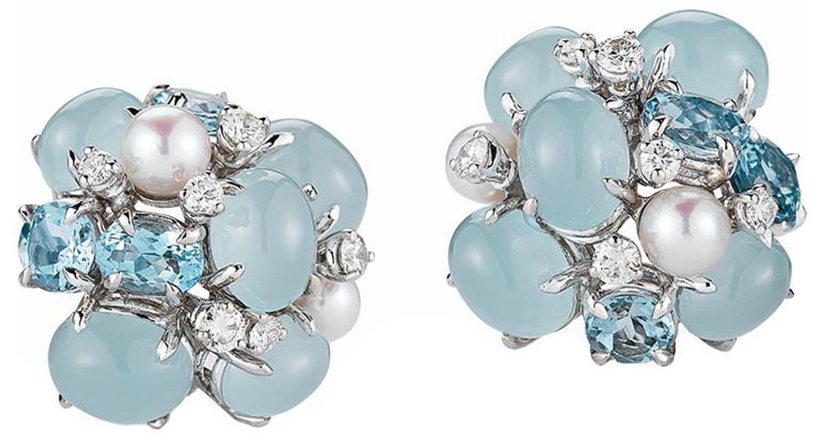 Lyst Seaman Schepps Aquamarine Pearl Diamond Bubble Earrings Lyst Seaman Schepps Aquamarine Pearl Diamond Bubble Earrings In Blue