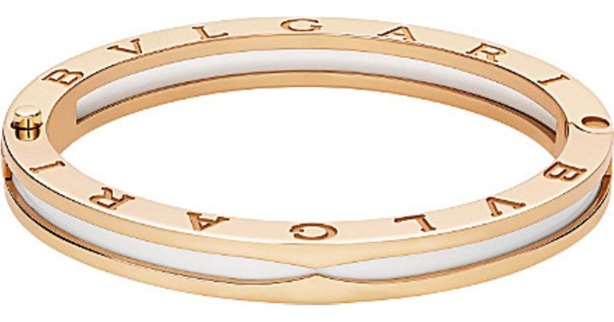 Bvlgari B Zero1 18kt Pink Gold And White Ceramic Bracelet In Lyst