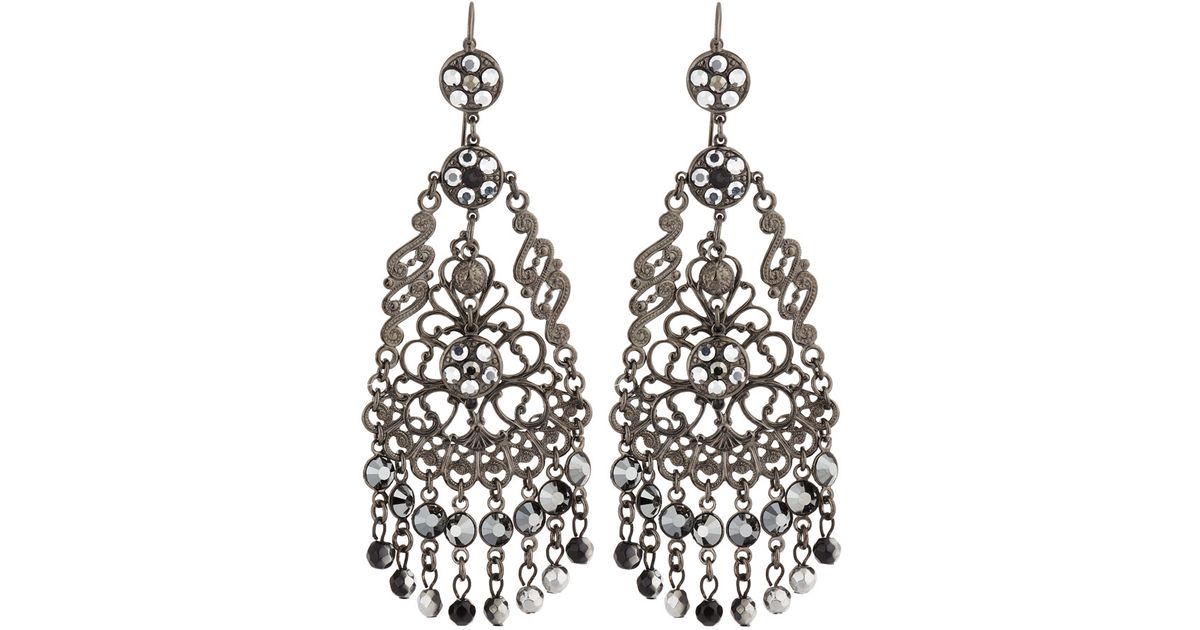 Lyst Jose Maria Barrera Gunmetal Filigree Crystal Chandelier Lyst Jose Maria Barrera Gunmetal Filigree Crystal Chandelier Earrings In Metallic