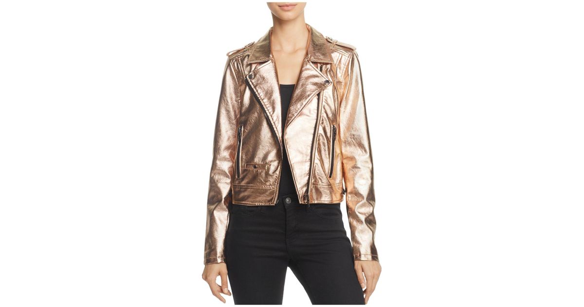 Blank Nyc Metallic Faux Leather Moto Jacket In Lyst