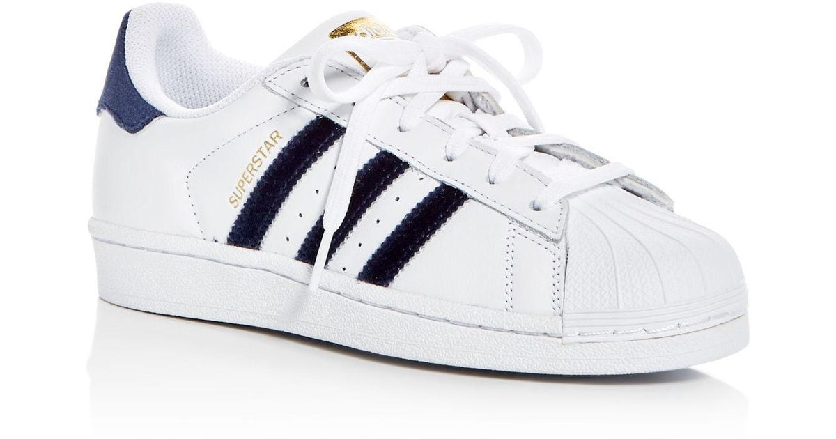 Lyst - Adidas Women's Superstar Leather & Velvet Lace Up Sneakers in ...