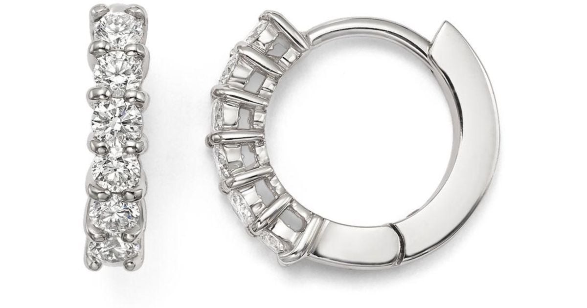 Lyst Roberto Coin 18k White Gold Small Hoop Earrings With Diamonds Lyst Roberto Coin 18k White Gold Small Hoop Earrings With Diamonds In Metallic