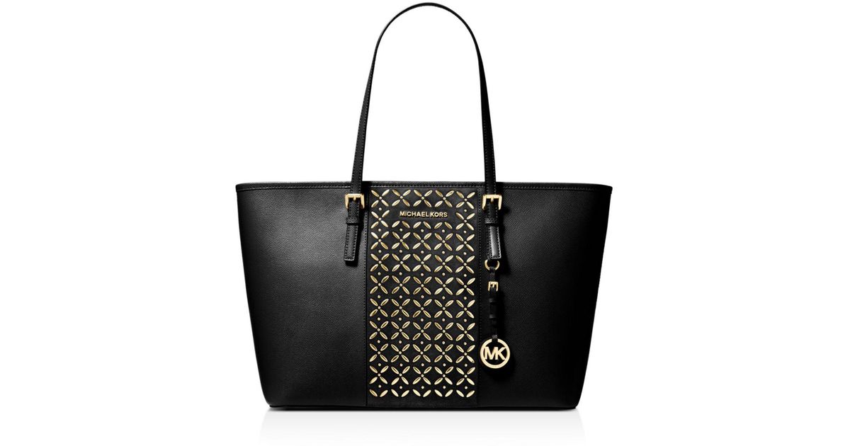 Michael Kors Black Voyager Large Hotfix Leather Tote