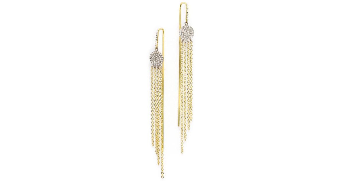 Lyst Meira T 14k Yellow Gold And White Fringe Earrings Lyst Meira T 14k Yellow Gold And White Fringe Earrings With Diamonds In Metallic