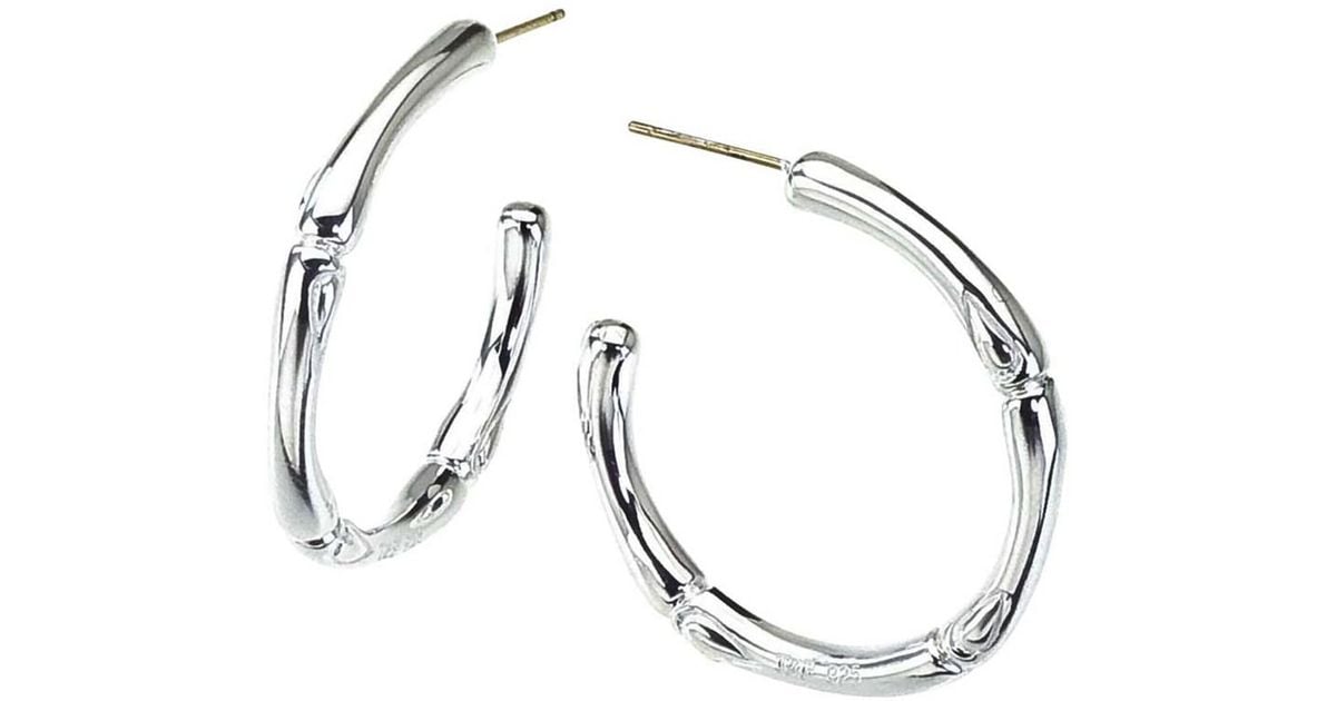 Lyst Jewelista Sterling Silver Medium Hoop Earrings With Posts In Lyst Jewelista Sterling Silver Medium Hoop Earrings With Posts In White