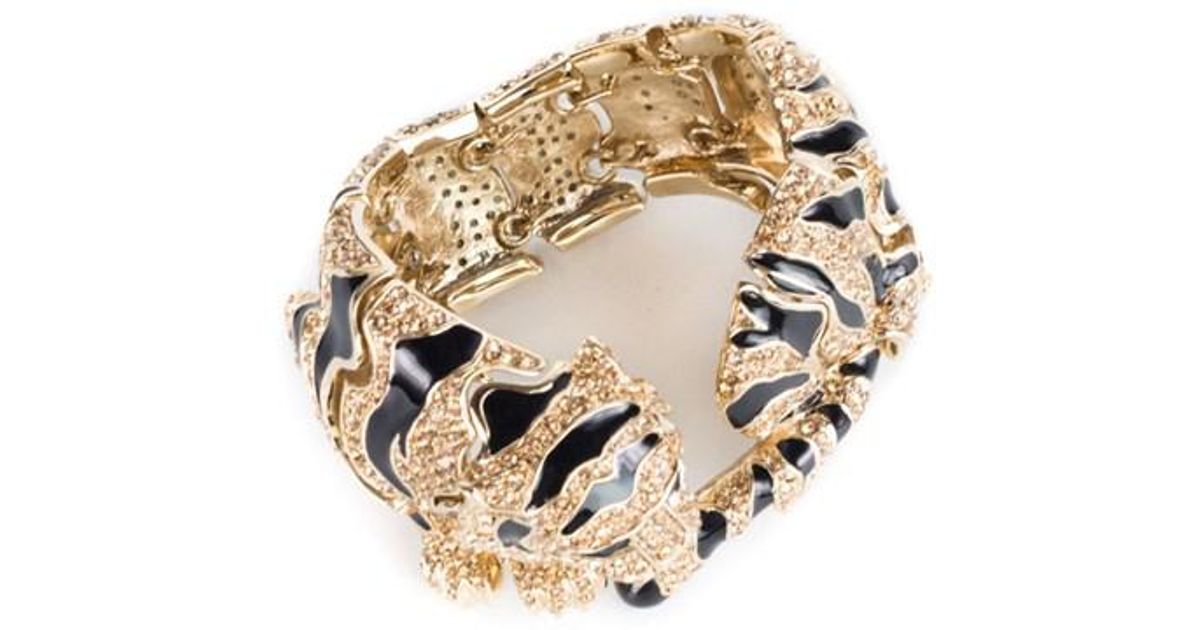 Lyst Roberto Cavalli Goldplated Swarovski Crystal Embld Tiger Lyst Roberto Cavalli Goldplated Swarovski Crystal Embld Tiger Bracelet In Metallic