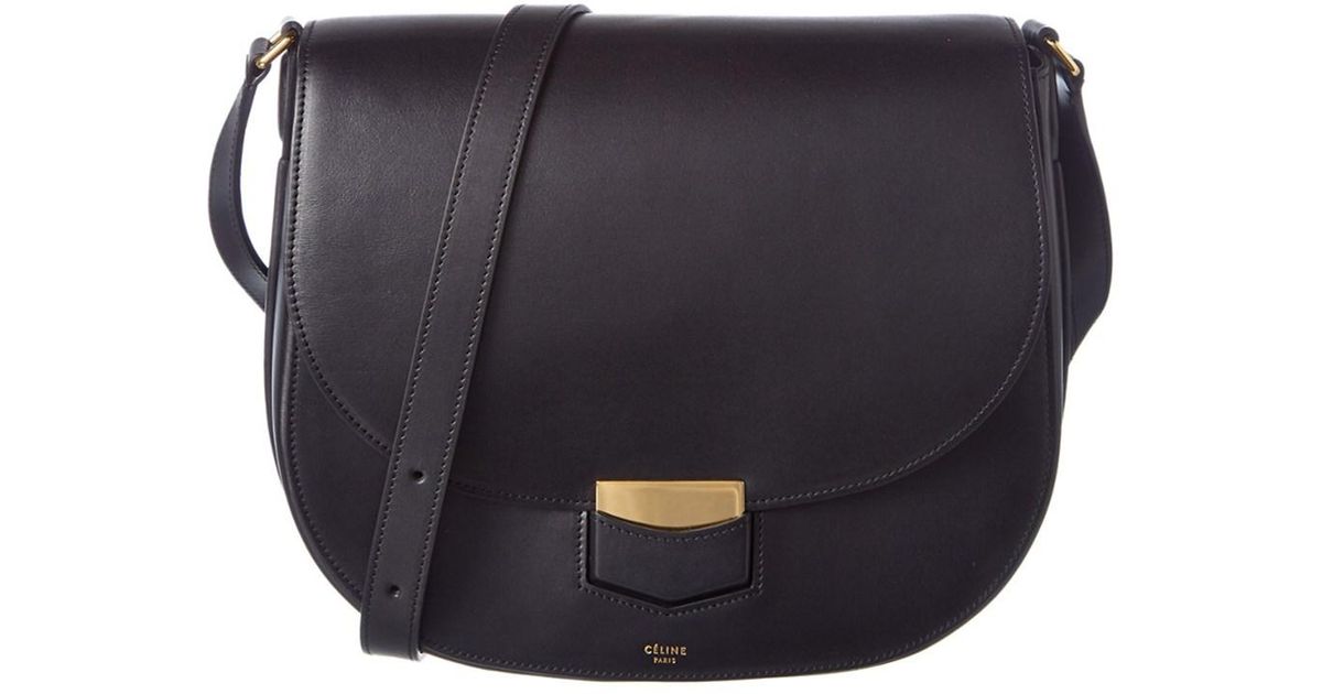 Lyst Céline Medium Trotteur Palmelato Calfskin Shoulder Bag In Black