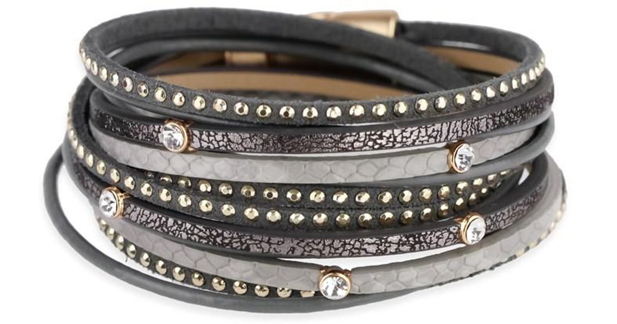 Lyst Saachi Multi Strand Leather Bracelet In Black