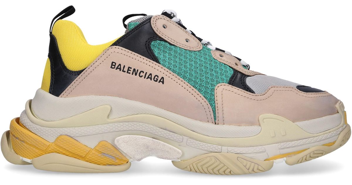 Balenciaga Leather Sneakers Beige Triple S in Natural for Men - Lyst