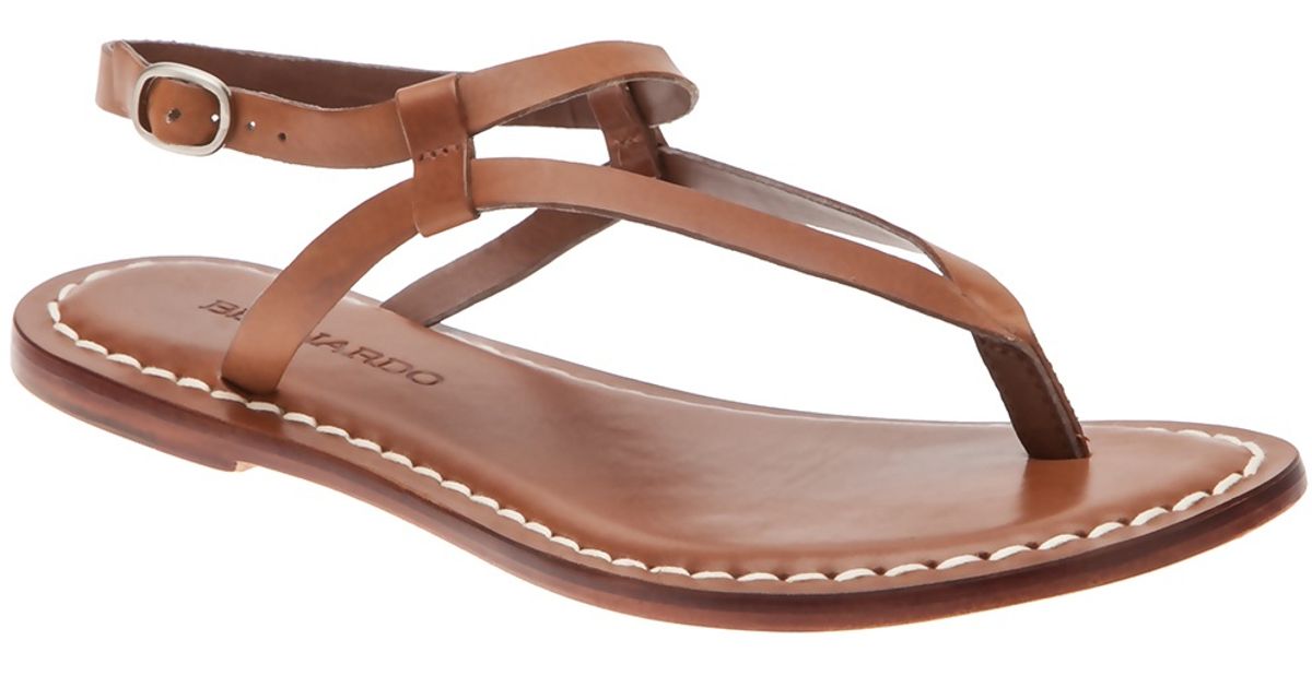Bernardo Thong Strap Flat Sandal in Brown | Lyst
