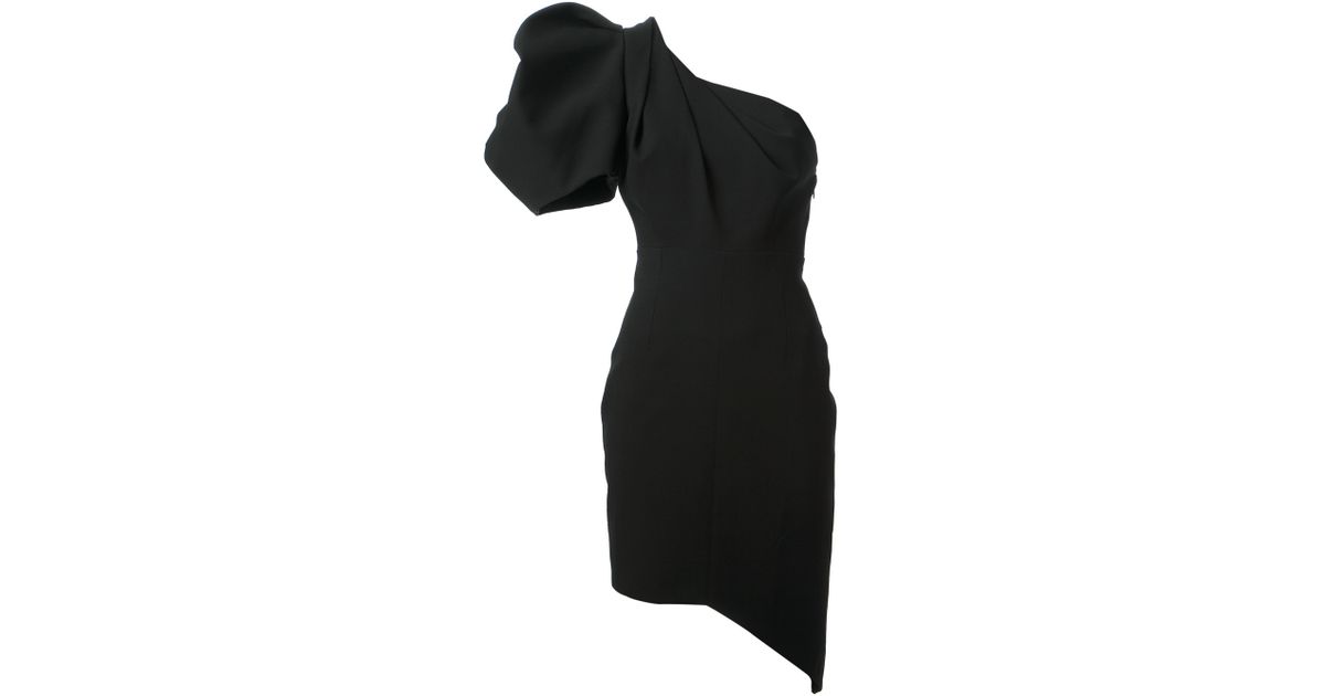 Lyst - Saint laurent One Shoulder Dress in Black