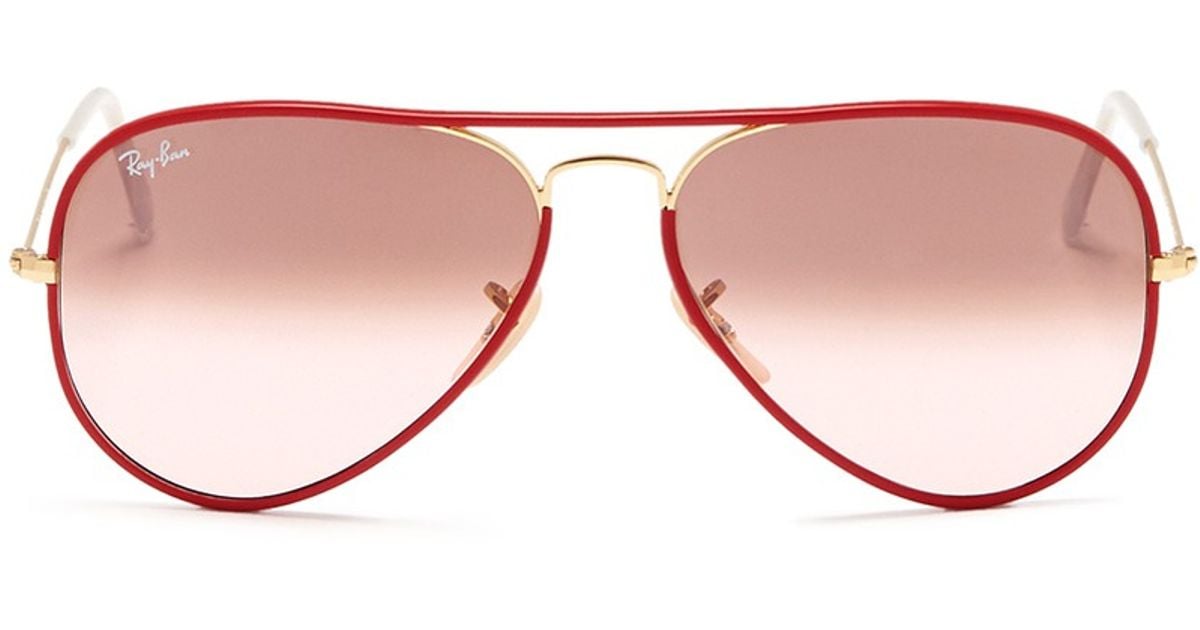 Ray Ban Aviator Full Colour Acetate Rim Wire Sunglasses In Red Lyst 