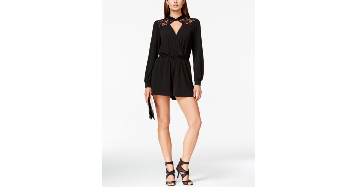 lyst express surplice lace romper in black bcbgeneration lace yoke surplice romper in black lyst lyst express surplice lace romper in black bcbgeneration lace yoke surplice romper in black lyst