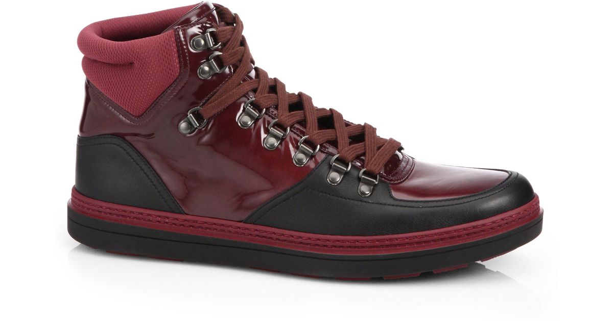 Lyst - Gucci Contrast Combo High-Top Sneakers in Black for Men