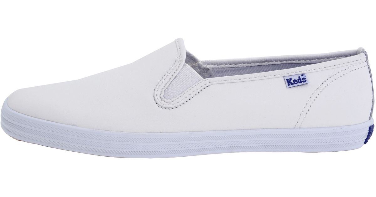 Keds Champion-leather Slip-on in White (White Leather) - Save 10% | Lyst