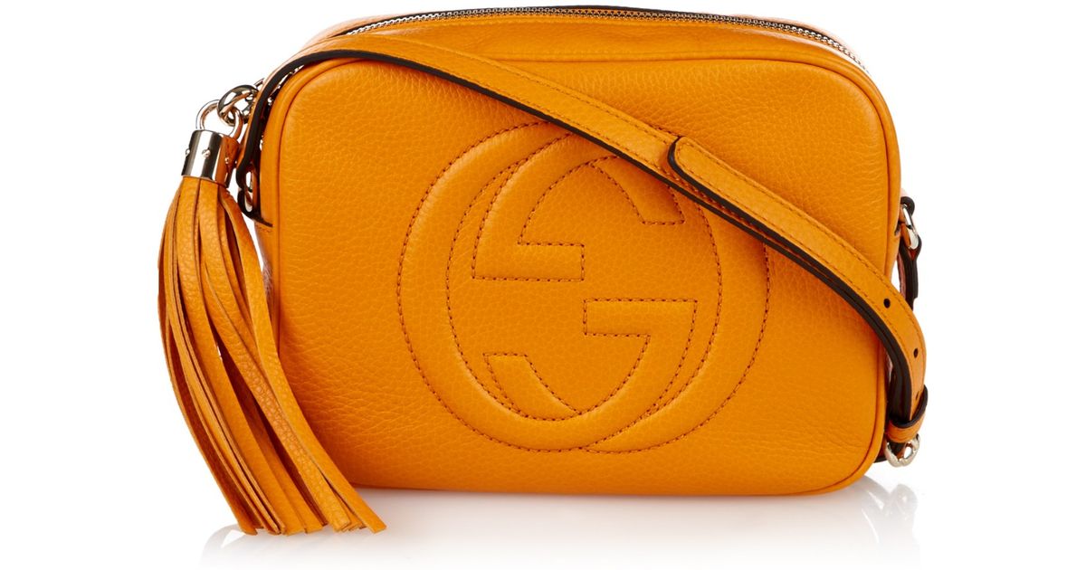 Lyst Gucci Soho Grained Leather Cross Body Bag In Yellow