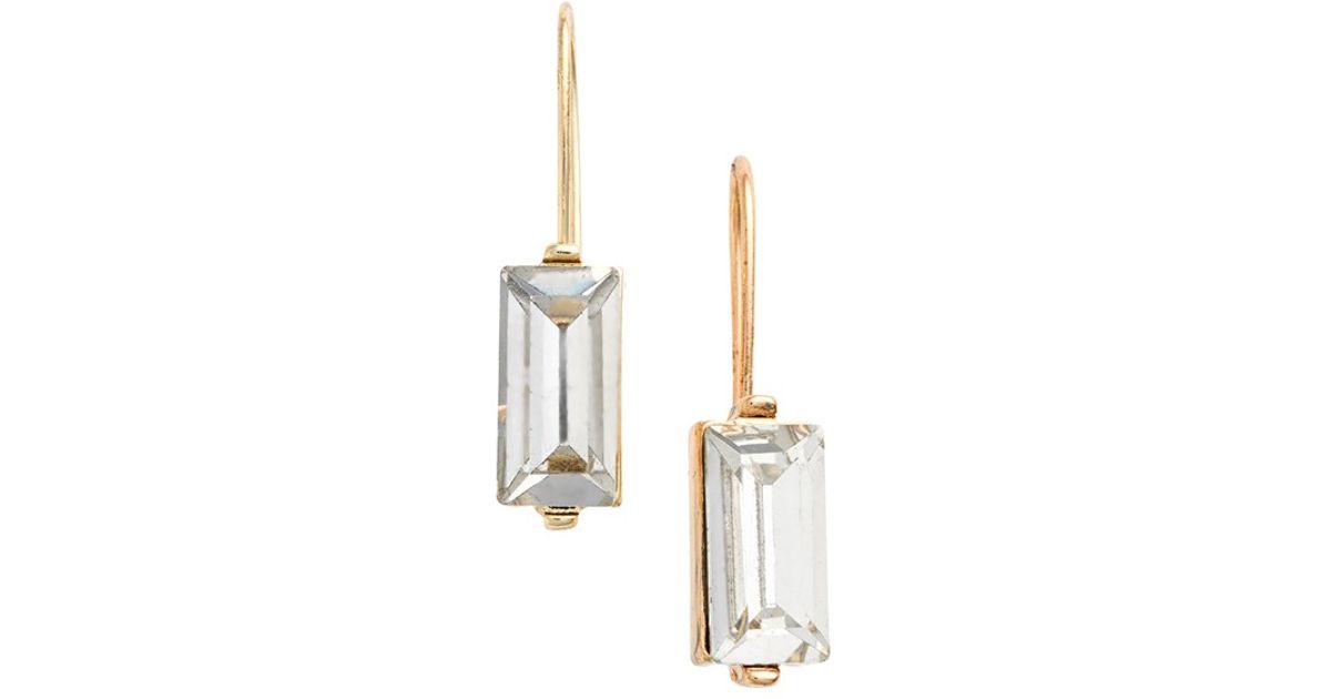 Lyst Anne Klein Emerald Cut Drop Earrings In Metallic