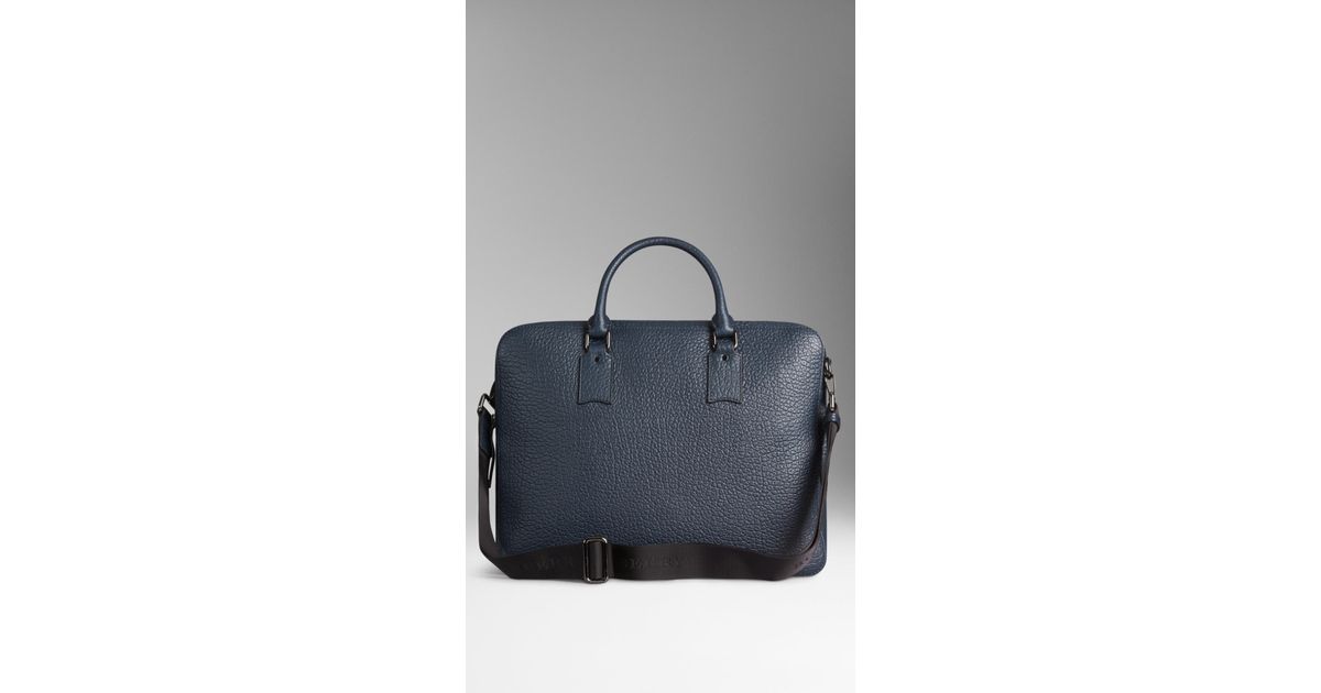 Burberry Signature Grain Leather Briefcase in Blue for Men (navy ...