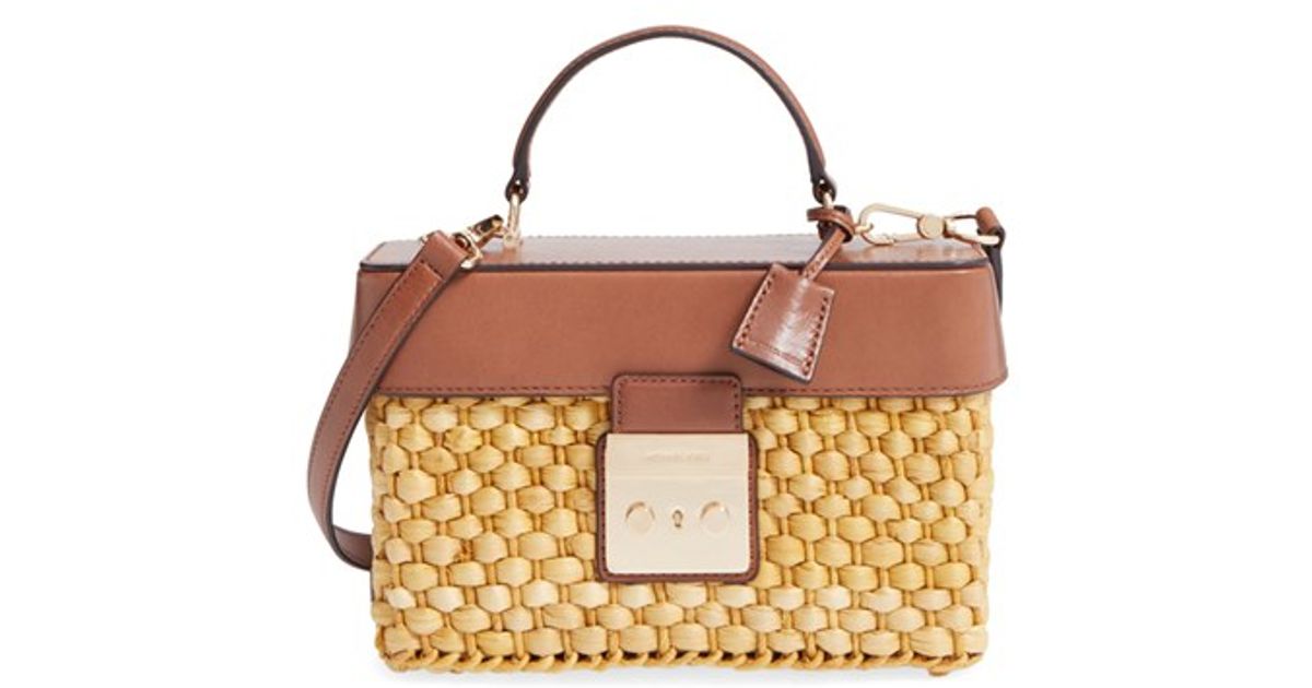 Lyst Michael Kors Medium Straw Gabriella Satchel In Brown