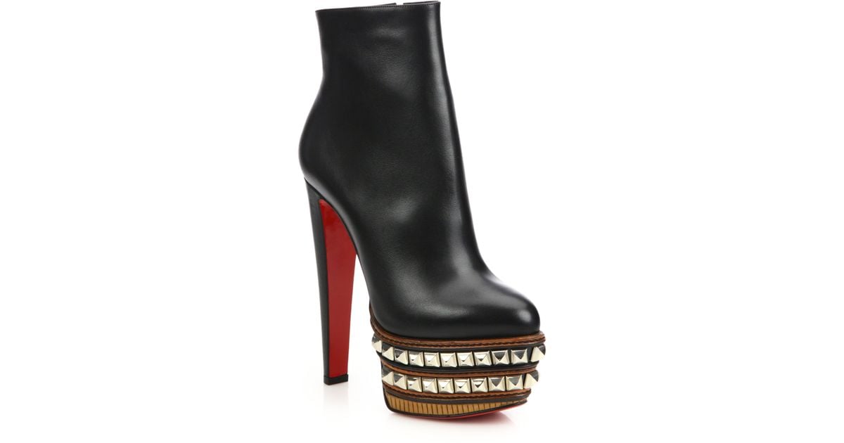 men red bottom shoes - Christian louboutin Faolo Studded-platform Leather Booties in ...