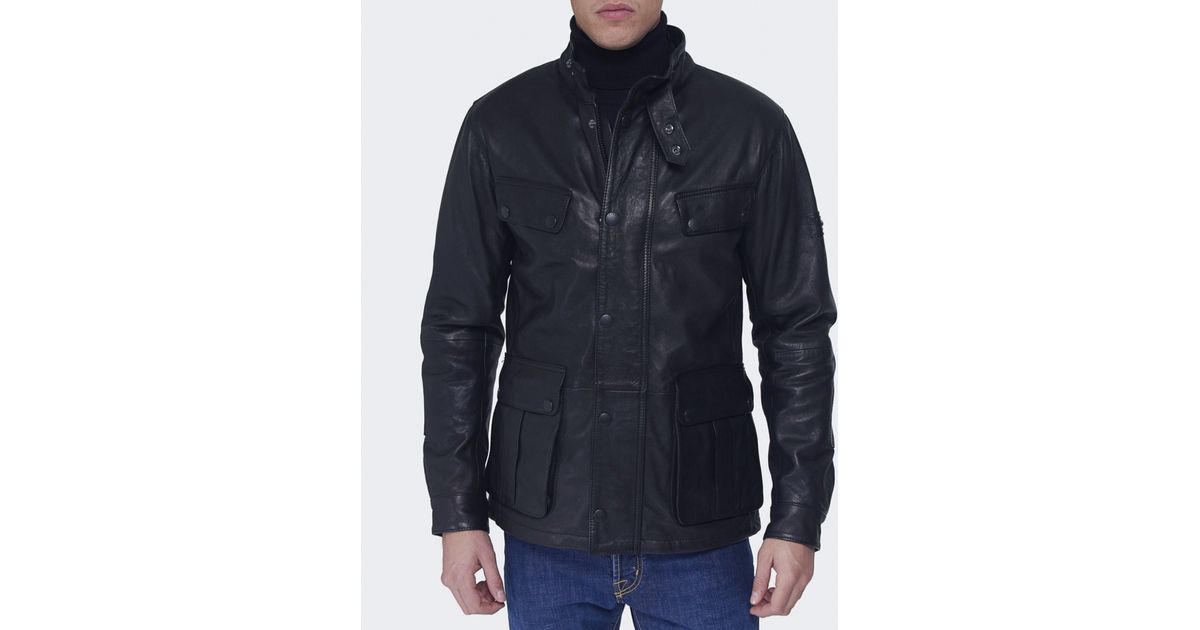 Lyst Barbour Saddler Leather Jacket In Black For Men