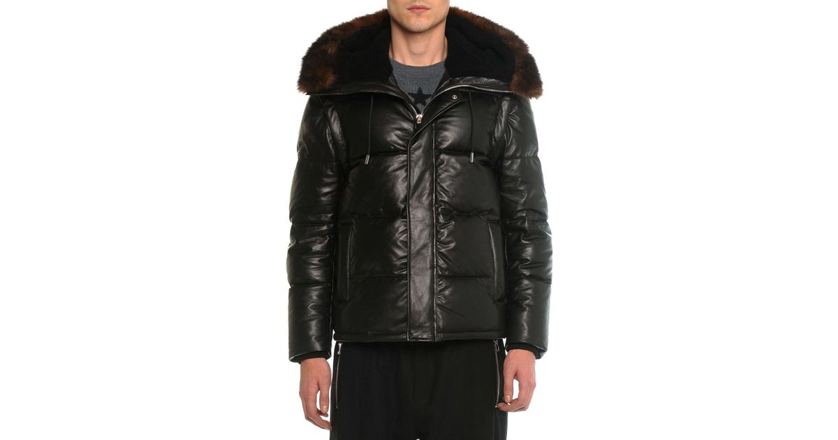 Lyst Givenchy Leather Puffer Jacket With Opossum Fur In Black For Men