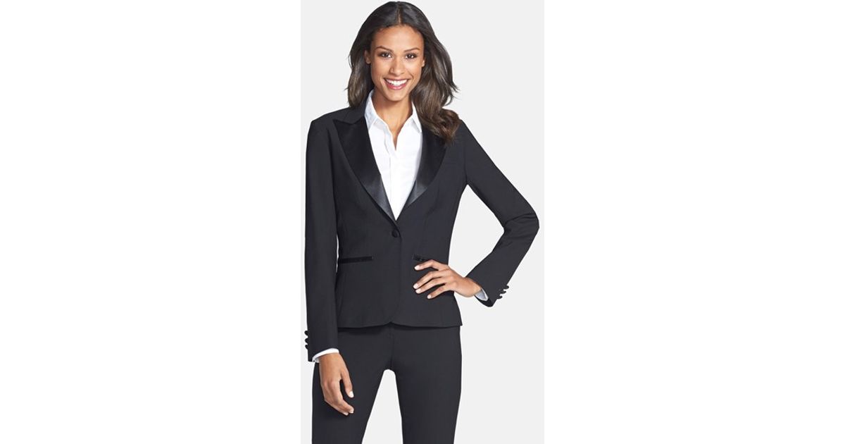 after six stretch wool tuxedo jacket in black lyst after six stretch wool tuxedo jacket in black lyst