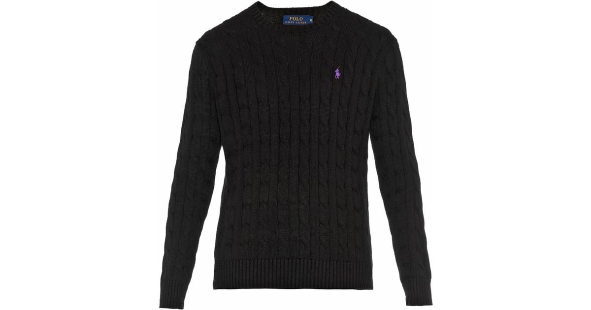 Polo ralph lauren Cable-Knit Cotton Sweater in Black for Men | Lyst