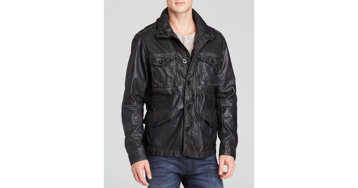 Sel Ldai Leather Field Jacket In Black For Men Lyst