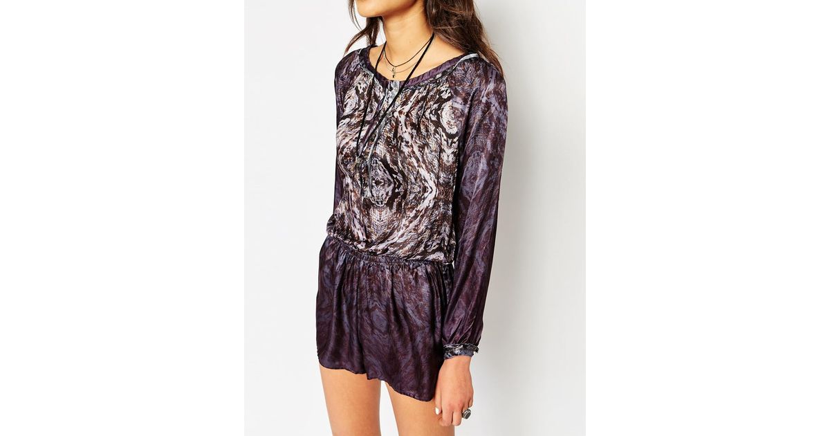 05 silk satin sleeve jumpsuit in purple lyst 05 silk satin sleeve jumpsuit in purple lyst