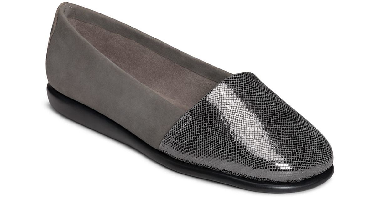 Aerosoles Mr Softee Leather Flats in Gray (Grey Snake) | Lyst