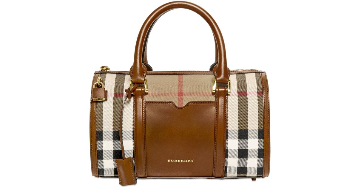 Lyst Burberry Medium Alchester Bridle House Check Bag In Brown