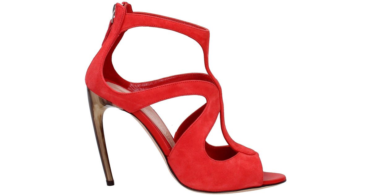 Alexander McQueen Suede Sandals Women in Red - Lyst