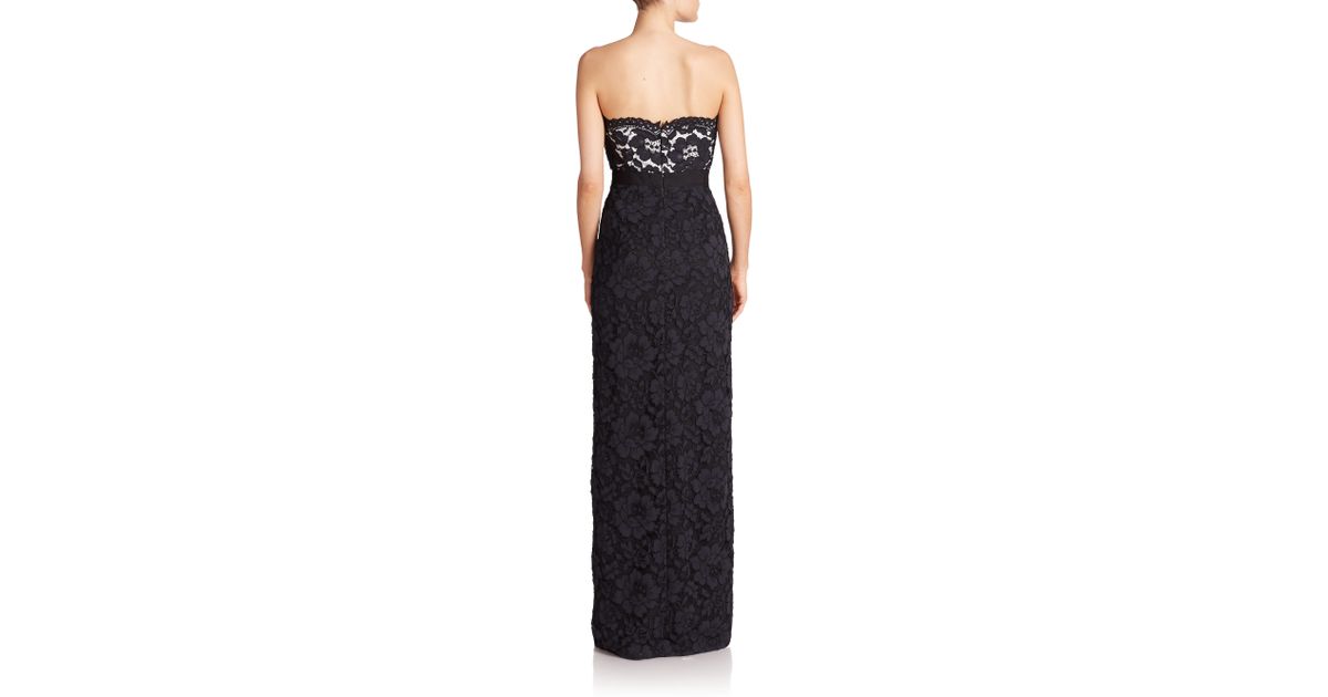 aidan mattox lace column gown