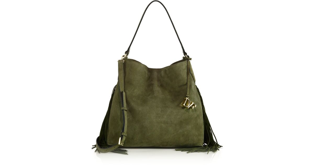 Lyst Diane Von Furstenberg Voyage Boho Fringed Suede Shoulder Bag Lyst Diane Von Furstenberg Voyage Boho Fringed Suede Shoulder Bag In Green