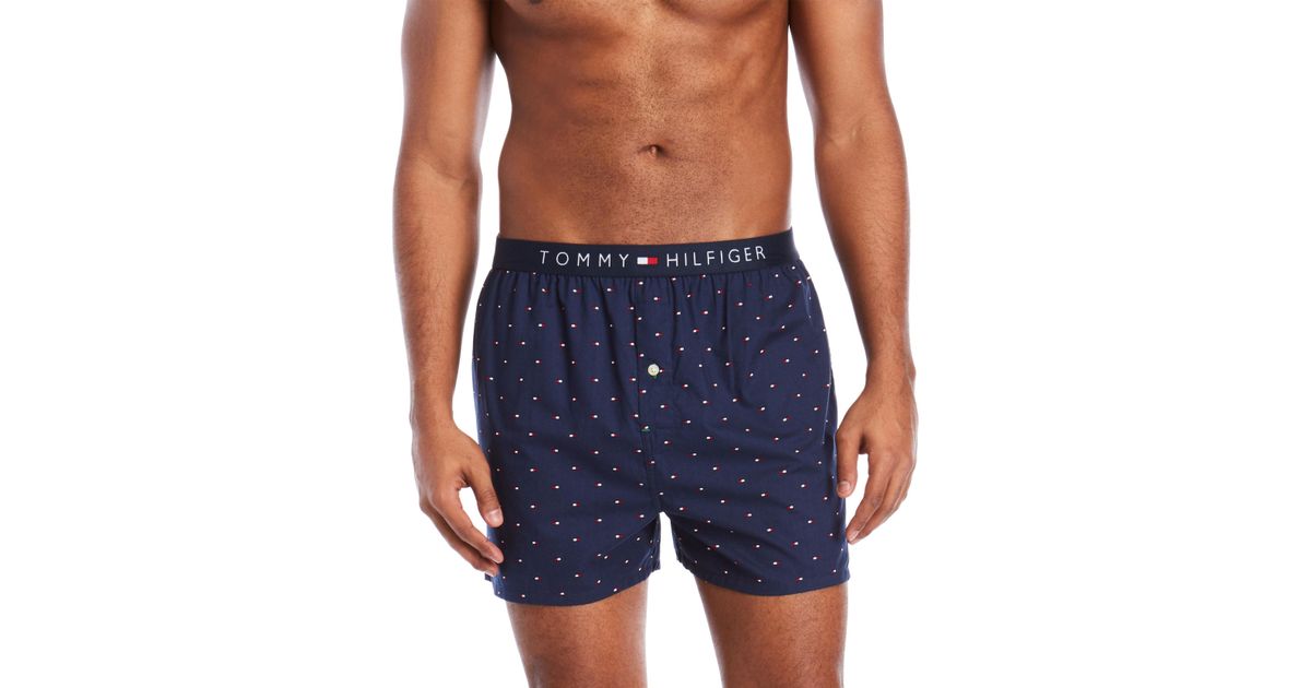 Tommy Hilfiger Woven Boxer Shorts in Blue for Men - Lyst
