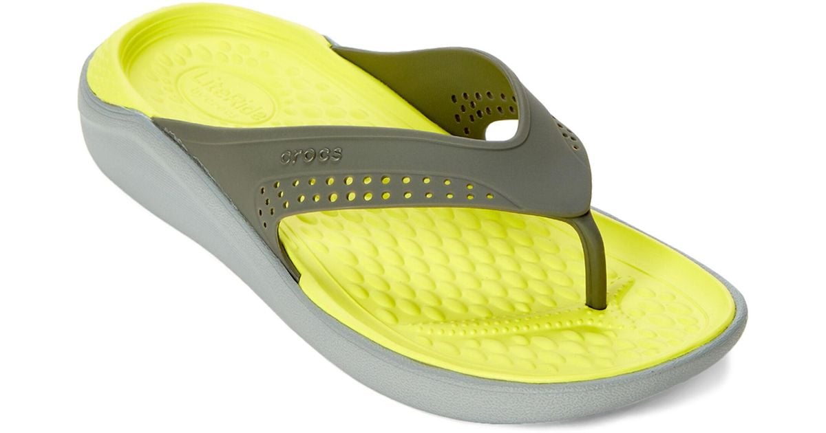 Crocs™ Grey & Yellow Literide Flip Flops in Yellow - Lyst
