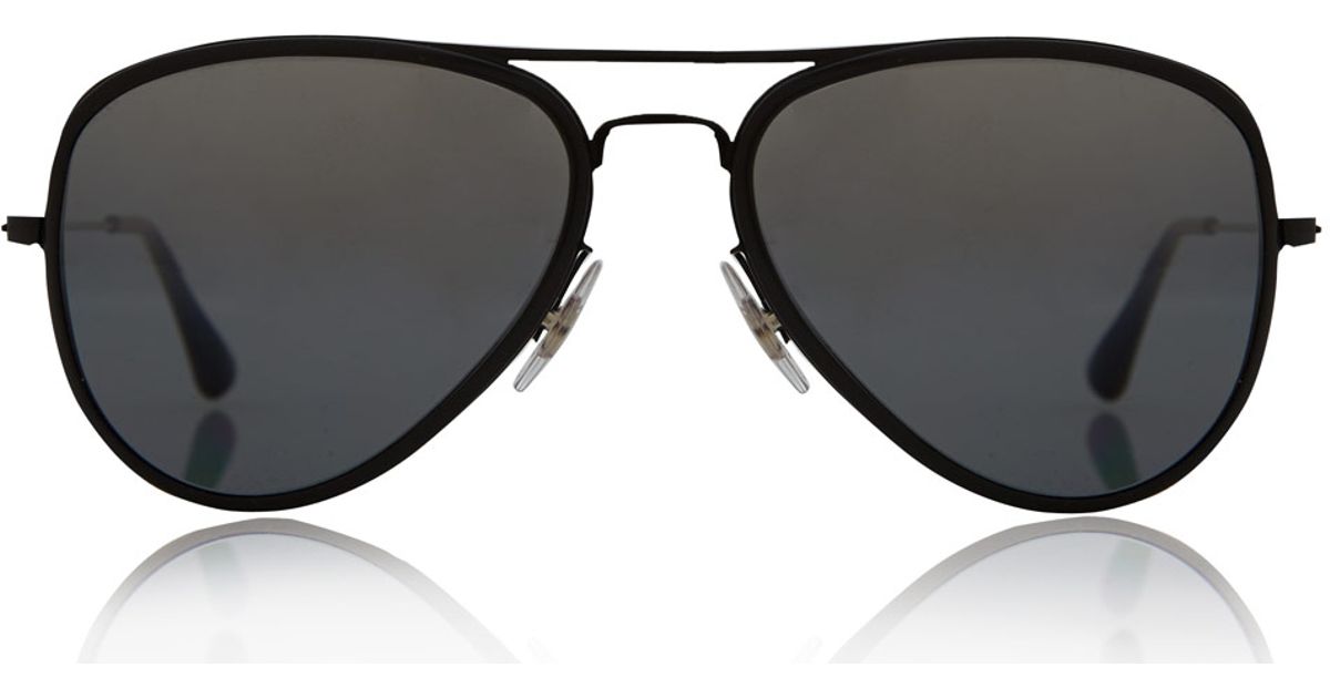 Rayban Large Black Metal Rim Aviator Sunglasses in Black for Men Lyst