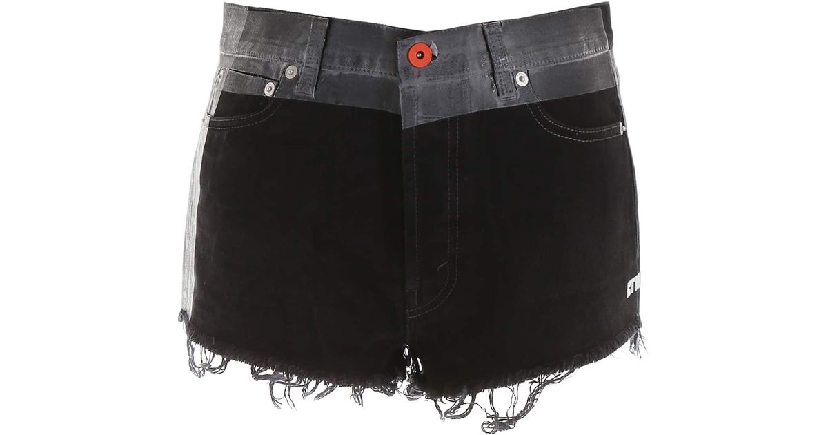 Heron Preston Coated Denim Shorts in Black,Grey (Black) Lyst