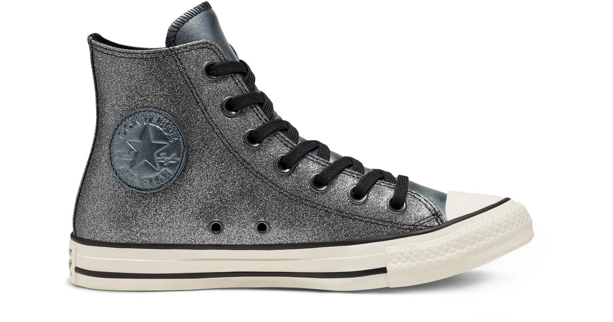 Converse Chuck Taylor All Star Shiny Metal High Top in Black - Lyst