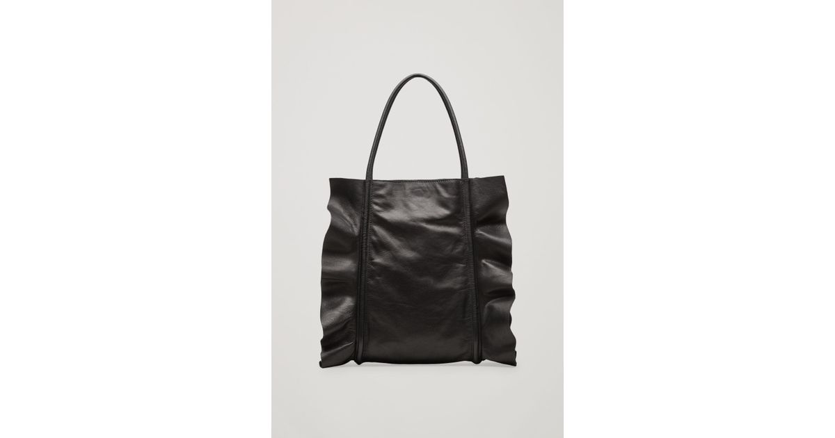 Lyst Cos Ruffled Leather Per In Black
