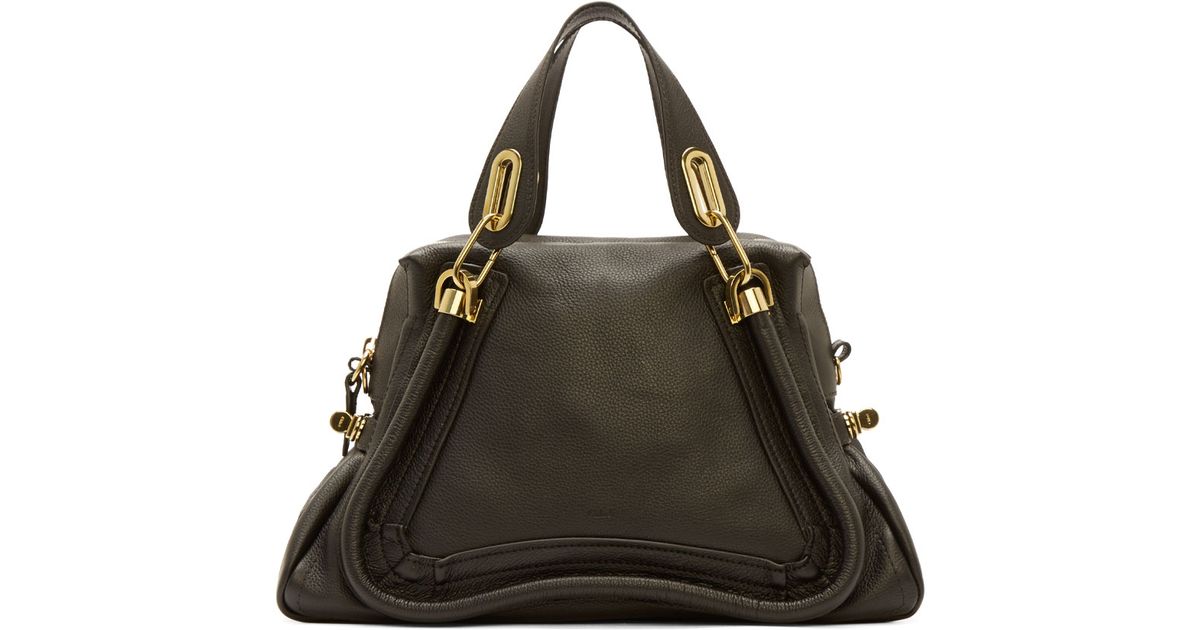 Chlo Black Grained Leather Medium Paraty Bag in Black | Lyst