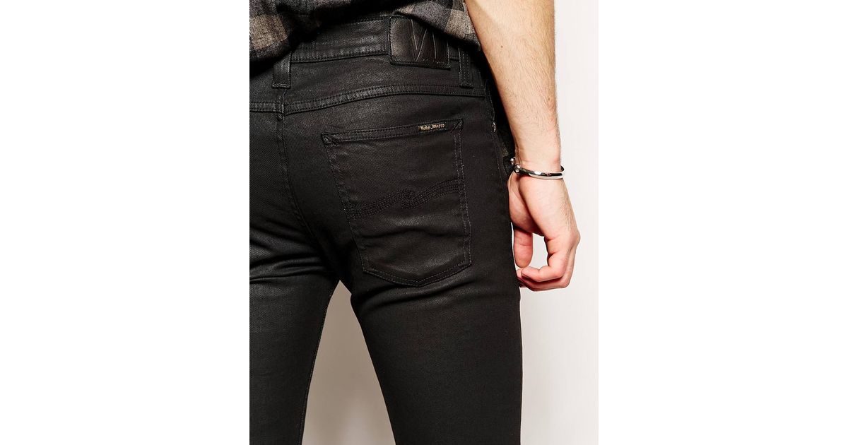 Nudie jeans Tube Tom Skinny Fit Back In Black Coated in Black for Men