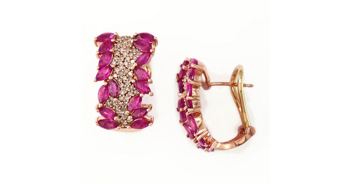 Lyst Effy Ruby Diamond And 14k Rose Gold Hoop Earrings 0 55 Tcw Lyst Effy Ruby Diamond And 14k Rose Gold Hoop Earrings 0 55 Tcw In Metallic