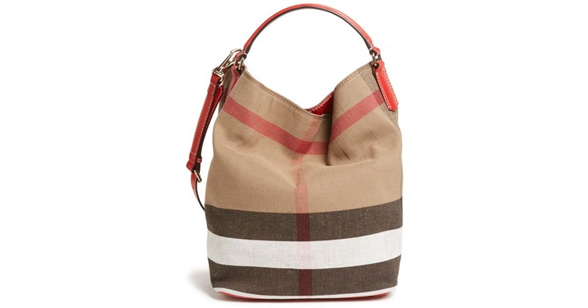 Lyst Burberry Brit Susanna Medium Bucket Bag In Red