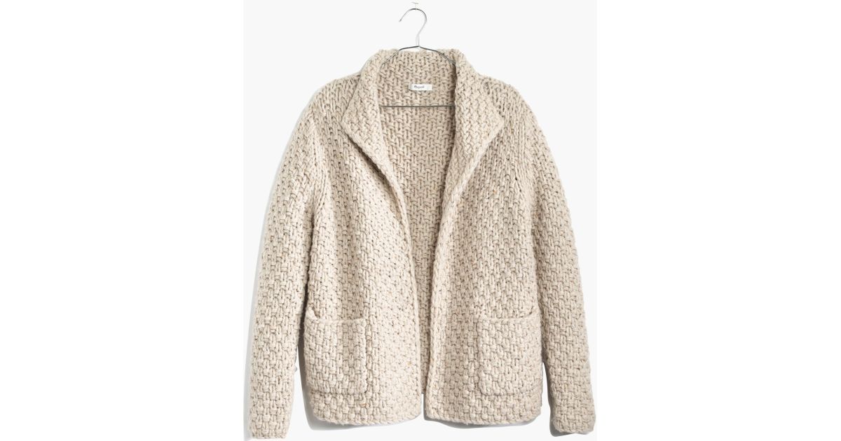 Lyst - Madewell Handknit Basketweave Cardigan in Natural