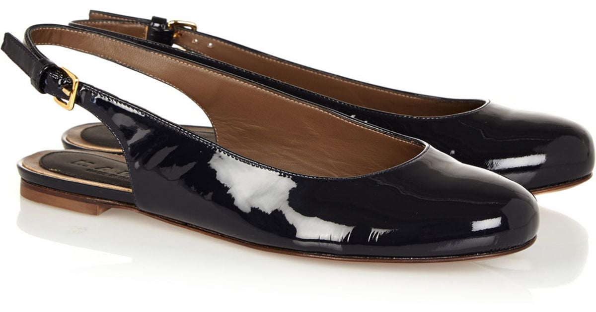 Lyst - Marni Patent-Leather Slingback Ballet Flats in Blue
