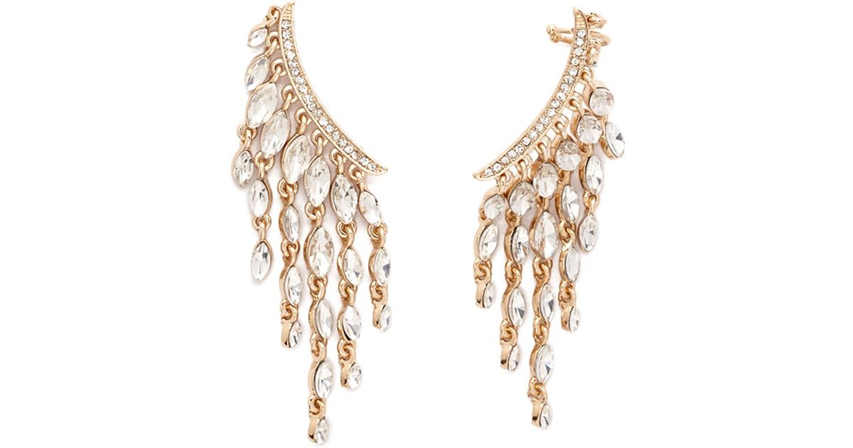 Lyst Forever 21 Rhinestone Drop Ear Cuff In Metallic